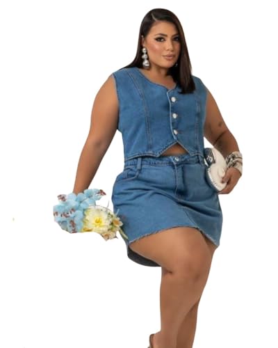 COLETE PLUS SIZE FEMININO JEANS 100% ALGODÃO C/BOTÕES R 10721 G1