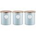 Typhoon Living Airtight Tea, Coffee and Sugar Storage Canister with Bamboo Lid, Set of 3, 1 Litre, Blue