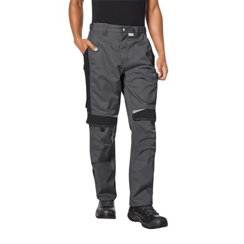 pka BESTWORK Arbeitshose Herren mit Stretch-Bund & Kniepolster-Taschen in Grau/Schwarz Größe 52