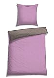 Schiesser Wendebettwäsche Doubleface Rose-Silber, 100% Baumwolle, Größe:135 x 200 cm + 80 x 80 cm