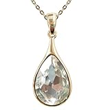 Navachi 18k Gold Plated Water Drop Pear-Shaped White Zircon Az6299 Pendant Necklace 16