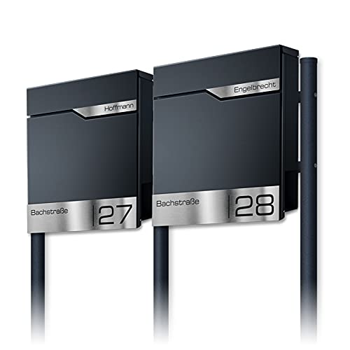 Metzler Standbriefkasten für Mehrfamilienhaus 2er in Anthrazit RAL7016 –...