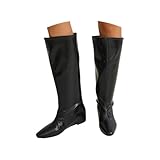 Generisch 2026 Botas altas de pantorrilla con punta puntiaguda, cómodas, de moda, para pantorrillas grandes y anchas, Negro , 39 EU