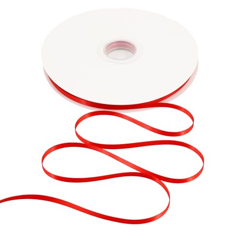 BAORJCT Solid Color Satin Ribbon 1/4 inch x 100 Yards Roll Poppy Red Double Faced for Gift Wrapping Crafts Wedding Decoration, Wedding Invitation Card, Birthday Party Decoration