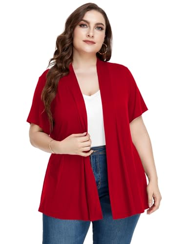 Image of LARACE Short Sleeve Cardigans for Womens Summer Tops Casual Plus Size Open Front Lightweight Cover Up