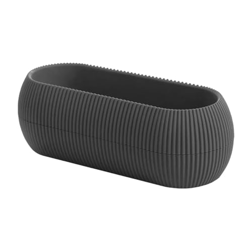 Vasetti Piante Grasse Con Sottobicchiere Integrato Design Moderno Crea La Tua Composizione Varie Misure Colori Vasi Pianta Sottovaso Piantine Vaso Fiori - Antracite - Rettangolare 0,55 Litri