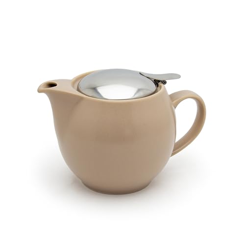 Zero Japan Bee House Round Teapot - Ceramic Teapot with Removable Lid & Stainless Steel Infuser for Loose Tea - Small Tea Pot for One - Silky Beige (15 oz)