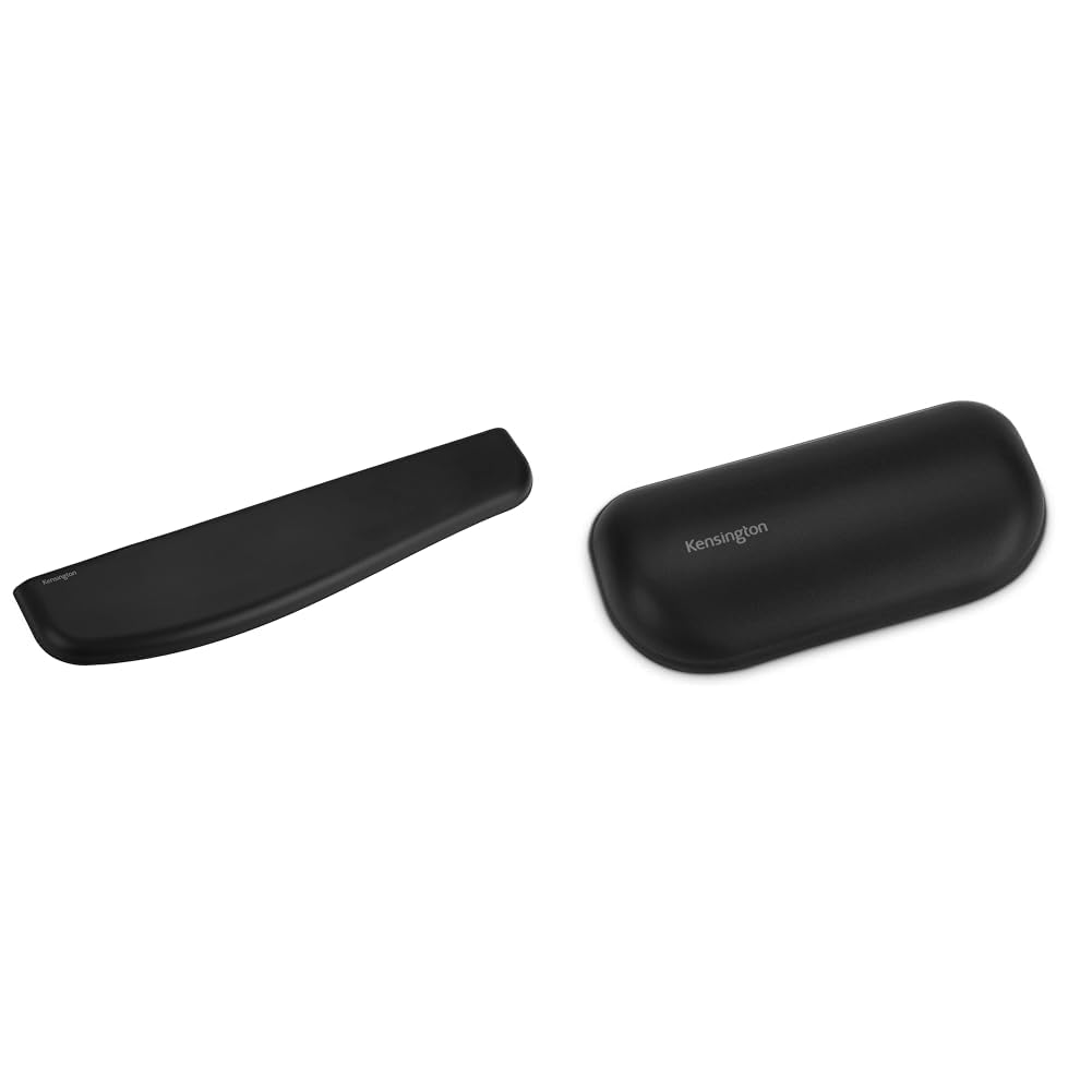 Kensington Set ErgoSoft Handgelenkauflage für Standardtastaturen und Handgelenkstütze für Maus, Schaumstoffgepolstert und rutschfest, Langlebiges Material, Schwarz, K52799WW + K52802WW