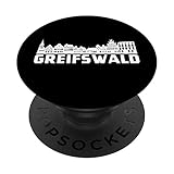 Greifswald Silhouette Skyline Dom St. Nikolai Wahrzeichen S PopSockets mit austauschbarem PopGrip