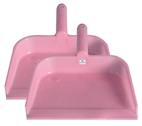 Image of Heart Home Plastic Lightweight 10 inch Dustpan with Comfort Grip Handle for Easy Sweep Broom, Pack of 2 (Pink)