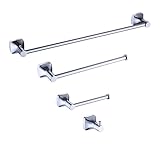 Portasciugamani da parete in acciaio inox cromato, porta carta igienica, gancio per accappatoio con sapone e detergente (set da 4 pezzi B)