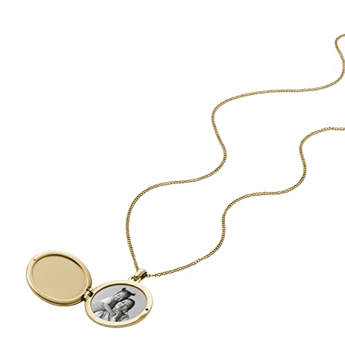 Fossil Women's Stainless Steel Gold Glitz Locket Necklace, Color: Gold (Model: Jf04428710) #TOP1