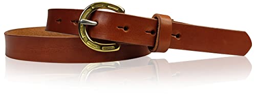 Preisvergleich Produktbild FRONHOFER Best Patina® hochwertiger Damengürtel 2 cm, massive Messing Hufeisenschnalle, vegetabiles Naturleder, 18732, Größe:Körperumfang 105 cm / Gesamtlänge 120 cm, Farbe:Cognac