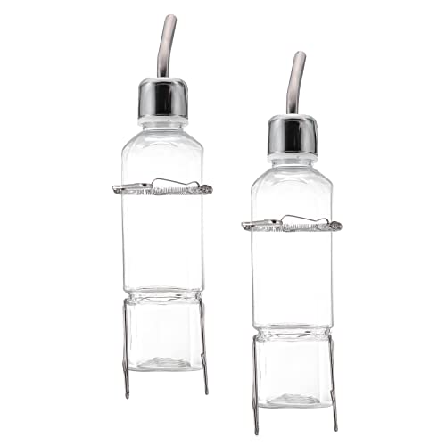 Mikikit 2pcs Rabbit Drinker Pet Water Animal Drinking Bunny Hanging Feeder Pet Fountain Bunny Water Bottle Outdoor Rabbits Water Bottle Rabbit Water Fountain Stainless Steel Transparent