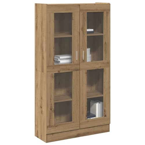 Homgoday Vitrina de Cristal, Vitrina de Salón Aparador,Aparador Cocina, Oficina Archivador con stantes 2 Puertas de Vidrio Roble Artisan