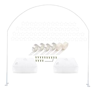 AMAZON - LANGXUN 7.8Ft Metal White Balloon Arch Kit, Semi-circular Balloon Arch Stand with Water Bases for Wedding Bridal Baby Shower Birthday Party Supplies Decorations
