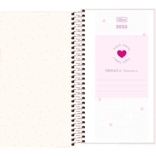 Tilibra - Agenda Espiral Semanal 16,7 x 8,9 cm Soho 2025 - Xadrez e Faixa Rosa Adventures