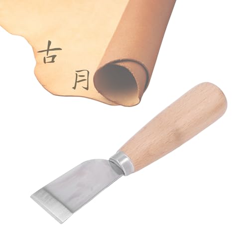 Cuchillo de Cuero, Mango de Tronco Cuchillo de Corte de Cuero Redondo Hoja de Acero Inoxidable Diy Artesanía de Cuero Hecha A Mano Tallado de Trabajo Recorte Herramienta de Cuchillo de Biselado