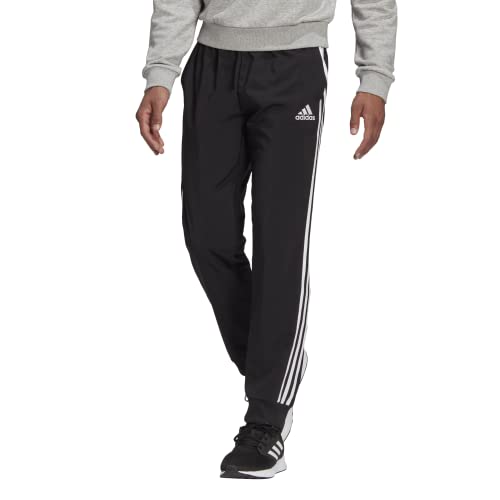 Photo 1 of adidas Men's Aeroready Essentials Tapered Cuff Woven 3-Stripes Pants Large Black