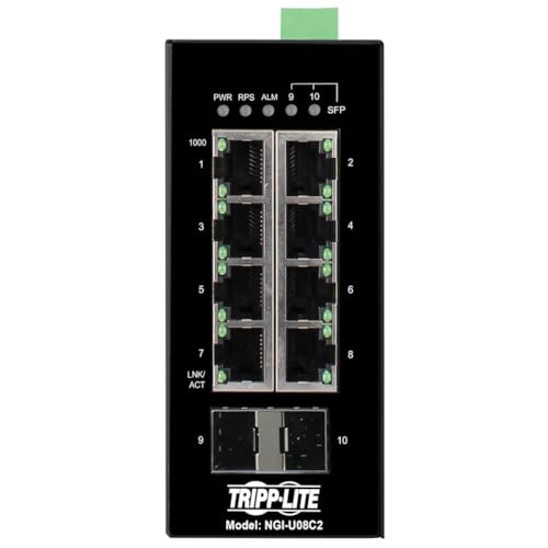 Image of Tripp Lite Industrial 8 Port Ethernet Network Switch 10 /100 Mbps -40 to 167F Temperature Range Unmanaged TAA Compliant DIN Mount (NGI-U08C2)