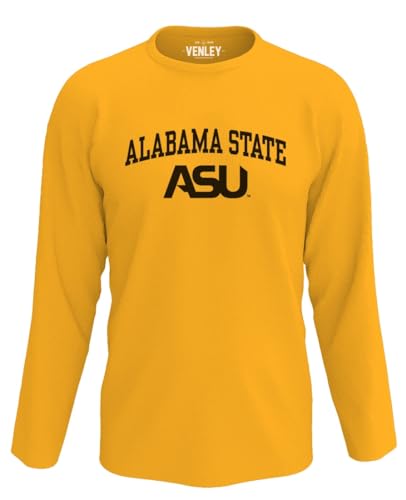 NCAA Officially Licensed Apparel Alabama State University Apparel Hornets Logo Unisex 2CASU01-b Long Sleeve T-Shirt Alabama01L Gold X-Large