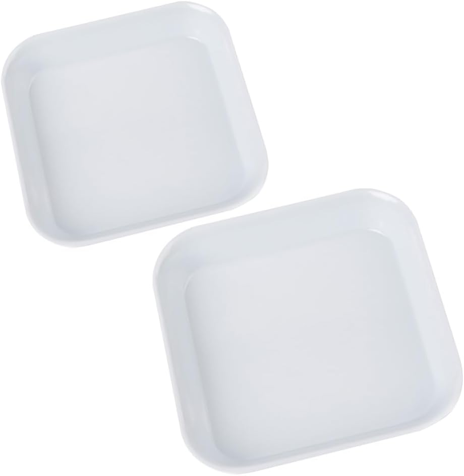 2 Pcs Plastic Square Jewelry Dish Tray Ring Cosmetic Holder Tray Necklace Earring Display Tray White Decorative Trinket Plate Bathroom Tray for Towels