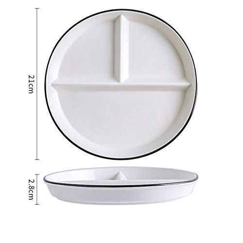 Bicuzat 1 Pcs Ceramic Portion Control Plate Divided Dish For Healthy Eating And Weight Loss Divided Dessert Plate Salad Plate Dinner Plate-White-8 Inch #TOP1