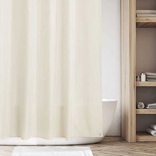 Mdesign Heavy Duty Cloth Shower Curtain Liner - Water-Repellant, Hotel-Quality Fabric Shower Curtain Liner With Weighted Bottom Hem For Bathroom Shower And Bathtub - 72" X 72" - Natural/Tan #TOP5