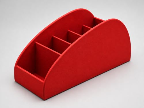Image of Gaura Labs Remote Control Holder, Durable Storage Caddy for TV /AC Remotes, Reading Glasses & Office Supplies, Space-Saving Organizer for Nightstand, Office Desk, Living Room (Red)