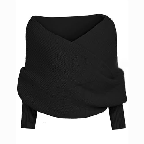 Women Knit Sweater Tops Scarf Fashion Elegant Scarf with Sleeve Wrap Winter Warm Shawl Scarves