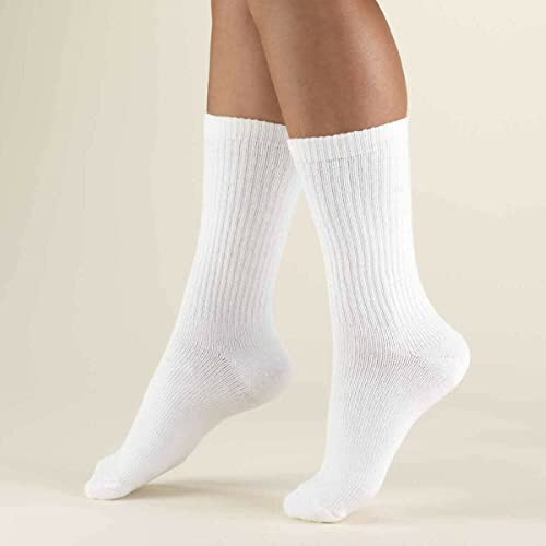 Diamond Star Womens Cotton Crew Socks -Durable Moisture Control Mens socks are 6 & 12 Pairs Pack2