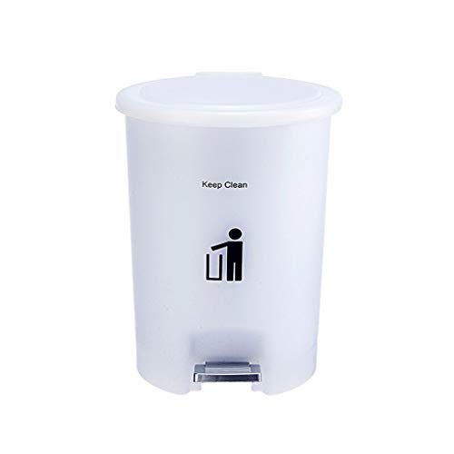 Cubo de Basura Estilo nórdico pedal grande Ronda bote de basura con tapa del bote de basura de plástico for oficinas papel usado cesta Sala Cocina Almacenamiento Compartimiento blanco 9L Cubo de Basur