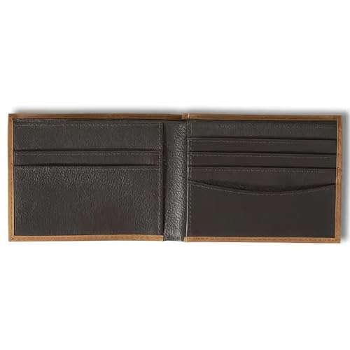 ARIAT Men's Genuine Leather Bifold Wallet, USA Flag Patch, Medium Brown, 3-1/2" x 4-1/4"2