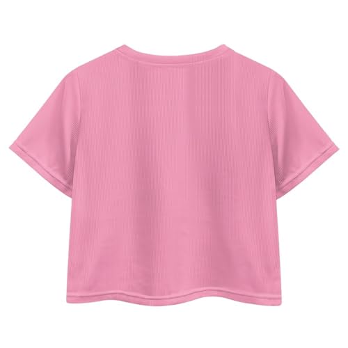 Image of Girls Fashion Crewneck Tee Shirts Casual Short Sleeve Crop Top Summer Outfits 5-14 Year