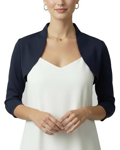 BlackButterfly Bolero à medida da manga 3/4, Azul escuro, S