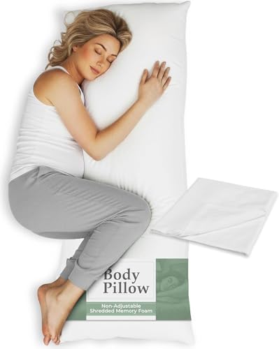 Snuggle-Pedic Body Pillow for Adults - Breathable, Full Body Pillow for Side Sleepers - Shredded...