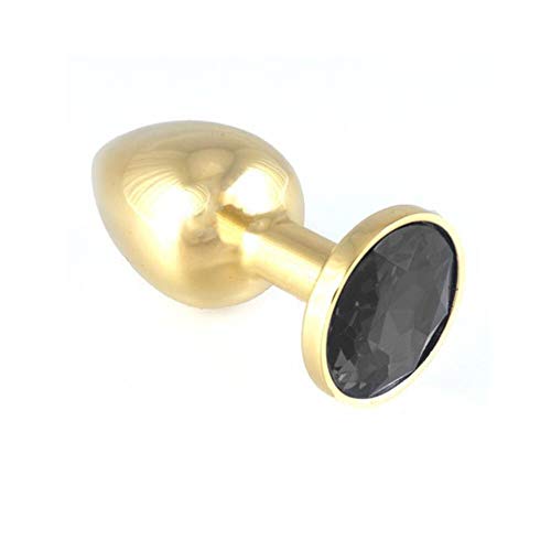 Rimba Plug anal DORÉ, PETIT avec cristal (unisexe) Plugs anals Or/Noir 3 x 7,3 cm