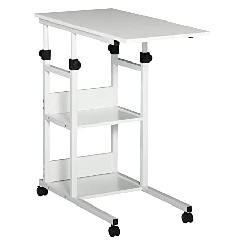 Mesa Auxiliar de Sofá con Ruedas y Altura Ajustable HOMCOM Cover