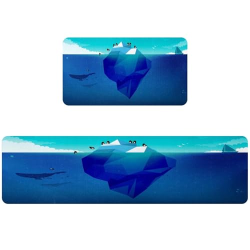 Tapete de cocina de 2 piezas alfombra antideslizante lavable 2