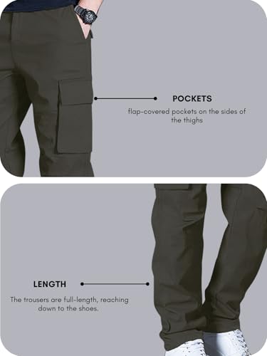 Image of Leriya Fashion Men's Cargo Pants | Multi Pocket Cotton Cargo Joggers for Men | Loose Fit Stylish Pant with Pockets | Casual Baggy Trousers & Streetwear Lower
