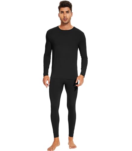 WiWi Thermal Underwear for Men Bamboo Viscose Long Johns Set Soft Warm Base Layer Lightweight Top and Bottom Sets S-XXL