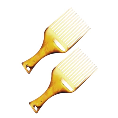 FRCOLOR 2個広歯コーム プラスチック製アフロヘアピック カーリーヘア用 ヘアブラシ 男性用 ヘアブレイディング コム 大きな歯のヘアコーム 持ち運び便利 軽量
