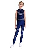 Aislor Mono De Danza Gimnasia Deportiva Para Niña Maillot De Patinaje Artístico Mono De Una Pieza Disfraz De Bailarina Actuación Azul marino 13-14 años