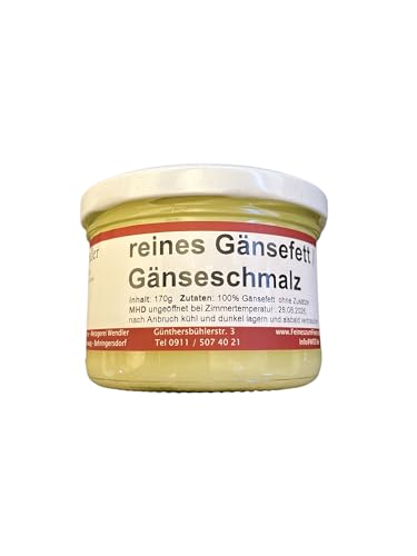 Gänsefett/Gänseschmalz im Glas hausgemacht in der fränkischen Handwerksmetzgerei (170g)