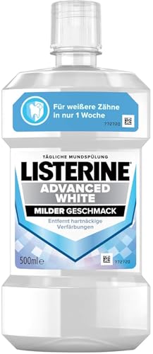 LISTERINE Advanced White Milder Geschmack 500 ml, Mundspülung zur Entfernung