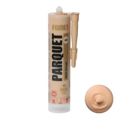 Buchefarbener Premium-Dichtstoff für Parkett & Laminat FOME FLEX PARQUET – Buche, elastisch, langlebig, überstreichbar und lackierfähig. Ideal zum Füllen und Reparieren von Fugen und Rissen