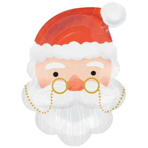 HNH Weihnachtsmann Pappteller Set 25cm Weihnachtsmannform 20er-Set...