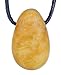 Lebensquelle Plus Gelber Jaspis Tropfenanhänger Tropfen Anhänger Trommelstein gebohrt mit Lederband