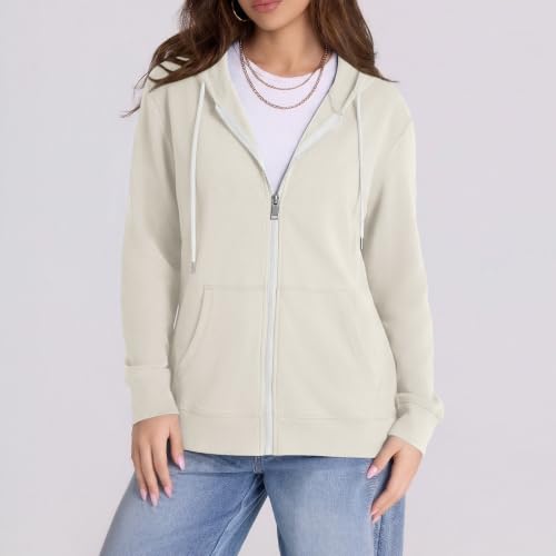 Image of Witsmile Zip Up Hoodie Women Oversized Sweatshirt Long Sleeve 2026 Fall Outfit Lightweight Jackets Workout Clothes