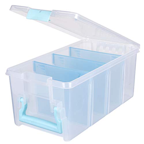 Saizone 6925Aa Semi Satchel With Removable Dividers, Portable Art & Craft Organizer With Handle, [1] Plastic Storage Case, Clear With Aqua Accents #TOP7